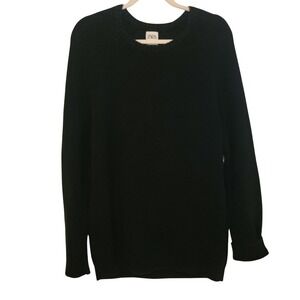ZARA Black Long Sleeve Crew Neck Sweater Oversized Large Career Minimalist Knit